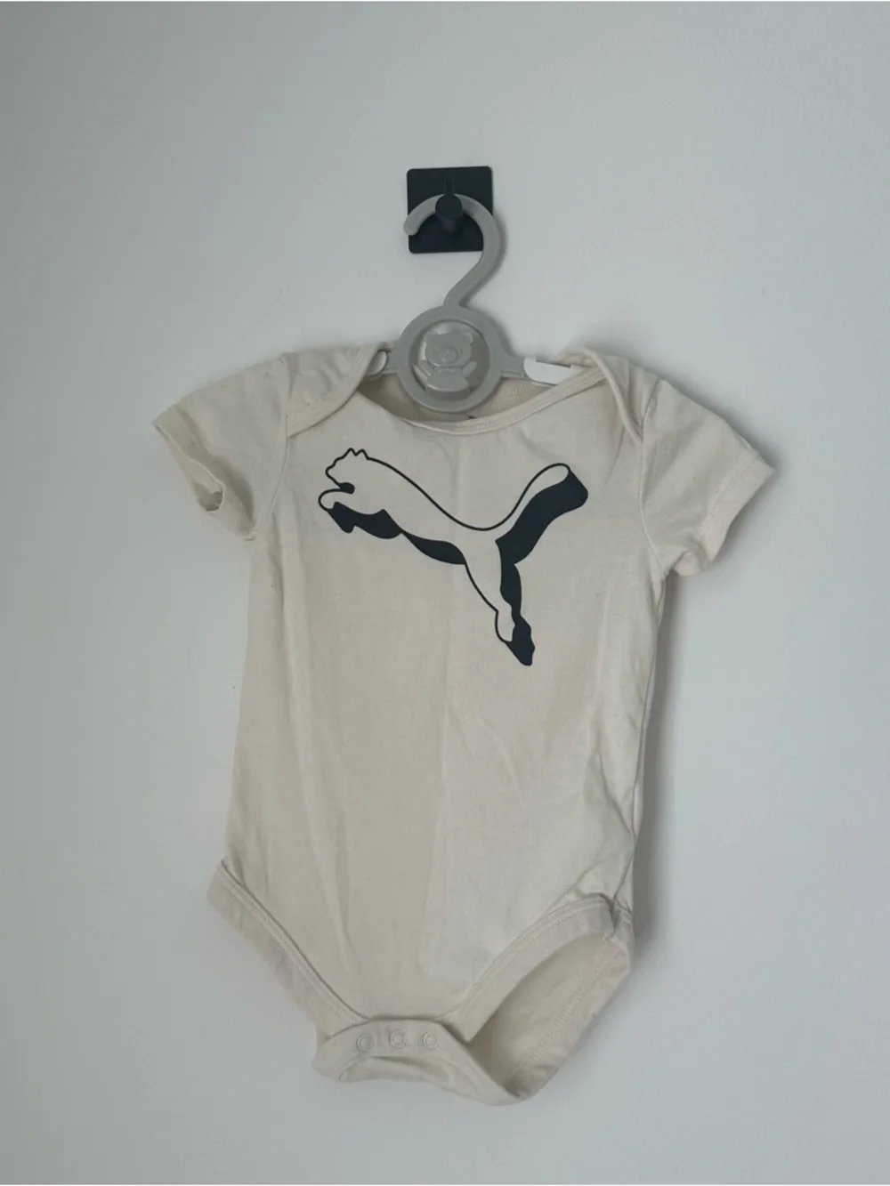 Puma Cream Baby One-Piece Bodysuit with Black Puma Logo